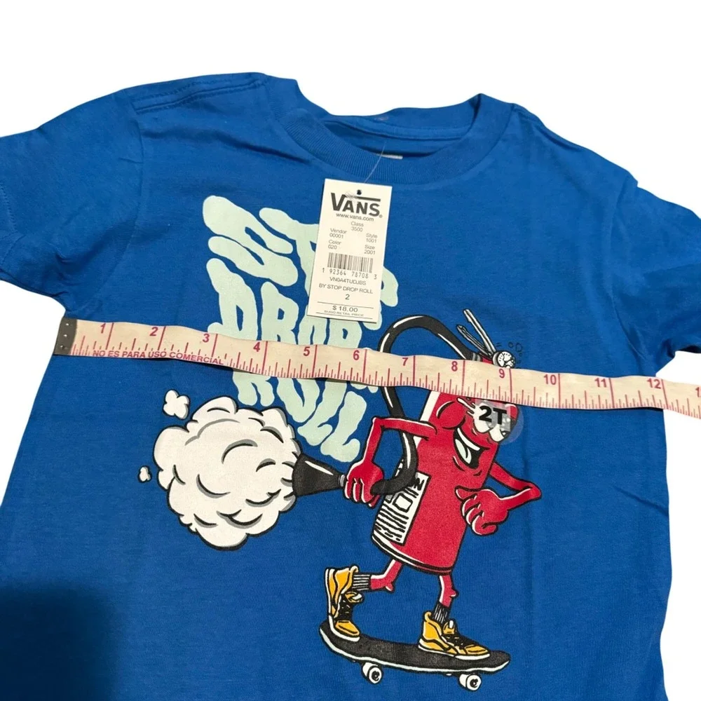 Vans by stop‎ drop roll boy toddlers tee shirt size 2T blue short sleeve graphic